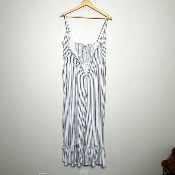 LoveShackFancy Edeline Navy Blue Stripped Sleeveless Ruffled Hem Jumpsuit Sz 4 - Picture 5 of 12